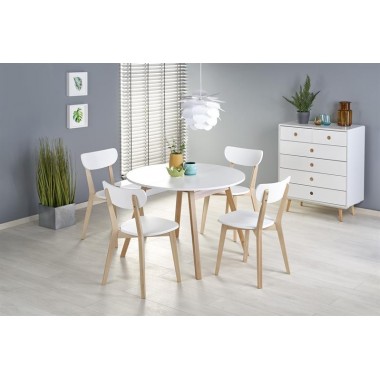 RUBEN nyitható étkezőasztal 102-142/102 cm, fehér/méztölgy
