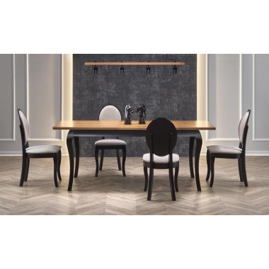 WINDSOR nyitható étkezőasztal 160-240 cm, sötét tölgy/fekete