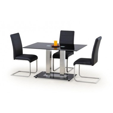 WALTER 2 étkezőasztal fekete üveg/acél, 130/80 cm