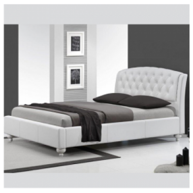 SOFIA 160-as fehér textilbőr ágykeret ágyráccsal