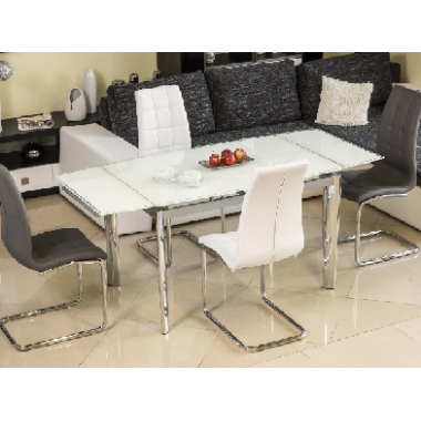 GD-020 bővíthető asztal króm/fehér, 120-180x80 cm