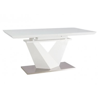 ALARAS III nyitható étkezőasztal, MDF lakkozott fehér, 160-220 cm