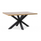 CROSS furnéros étkezőasztal, fekete fém láb/tölgy asztallap, 90x180