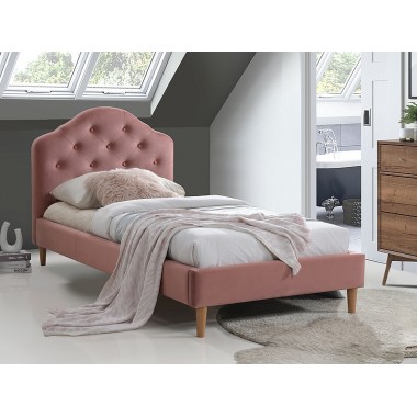 CHLOE Velvet 90-es ágykeret ágyráccsal, rózsaszín