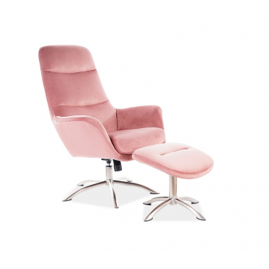 NIXON Velvet fotel lábtartóval, rózsaszín