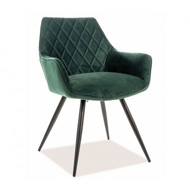 LINEA Velvet karfás szék, zöld
