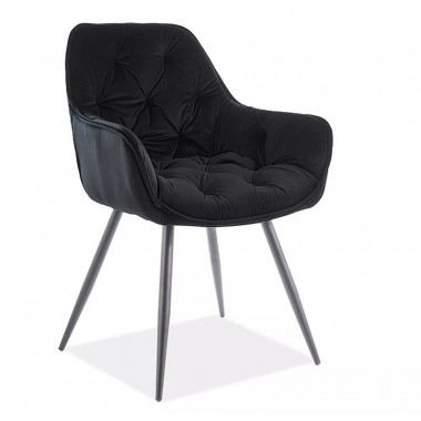 CHERRY Velvet karfás szék, fekete