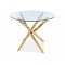 AGIS étkezőasztal 90 cm, üveg/arany 