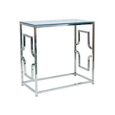 VERSACE C üveg konzolasztal, 40x80 cm, ezüst színben