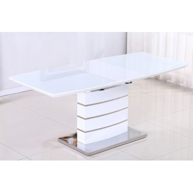 LEONARDO étkezőasztal fényes fehér, 140-180/80cm
