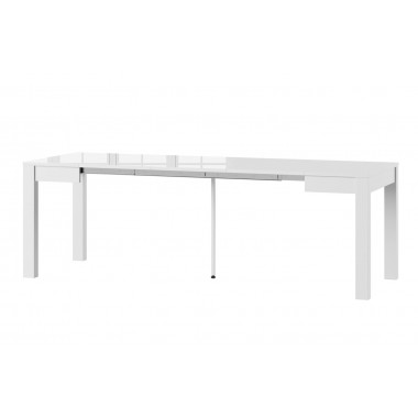 WENUS nyitható étkezőasztal, fehér/fényes fehér, 160-300 cm