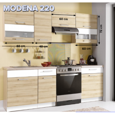 Modena 220-as konyhablokk, bükk/fehér