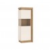 LEONARDO vitrines szekrény LYOV01L, riviera tölgy/fehér magasfényű