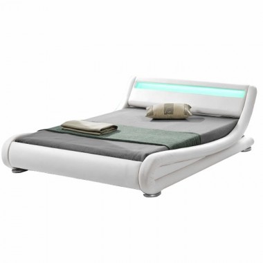 FILIDA ágy RGB LED világítással, fehér, 160x200