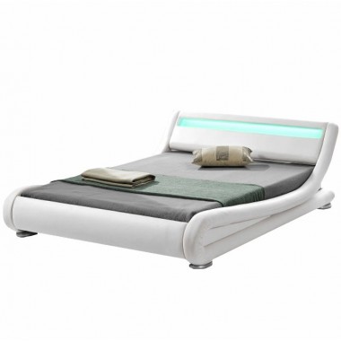 FILIDA ágy RGB LED világítással, fehér, 180x200