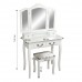 REGINA fésülködőasztal ülőkével fehér/ezüst