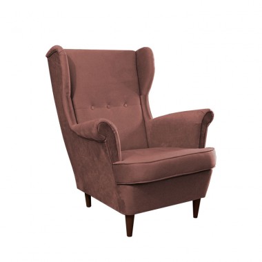 RUFINO füles fotel, rózsaszín/dió