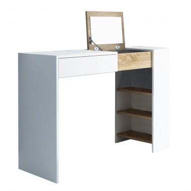 ELIS fésülködőasztal/íróasztal, fehér/sonoma tölgy